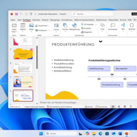 Microsoft 365 Single PowerPoint Präsentation auf Windows 11 mit Copilot KI Designvorschlägen