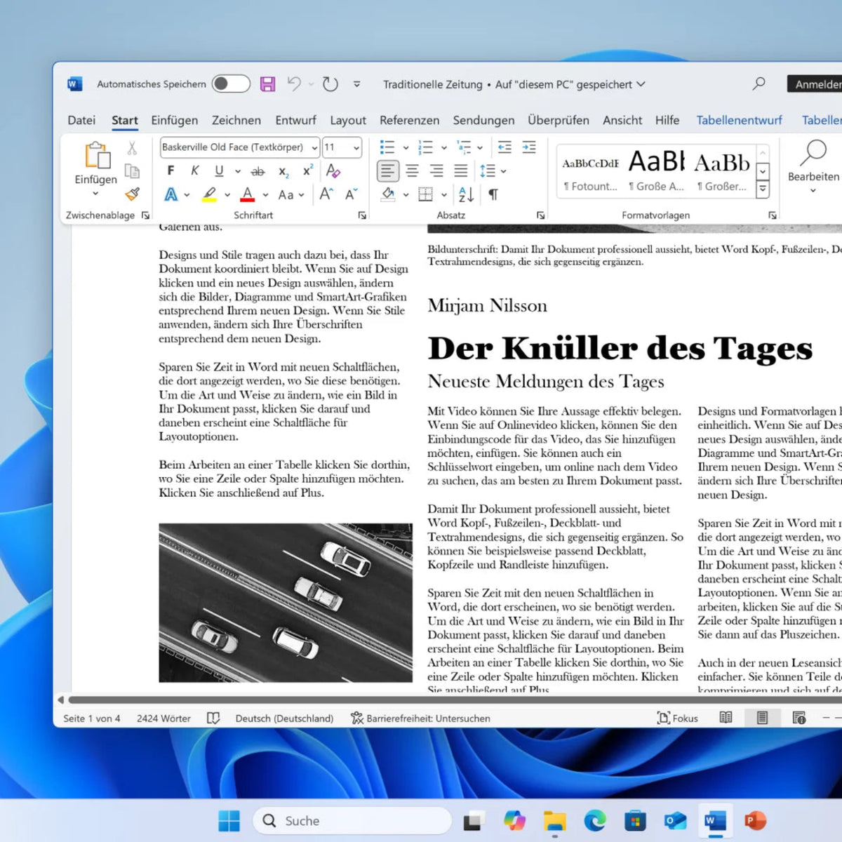 Microsoft 365 Single Word Textverarbeitung auf Windows 11 mit Microsoft Editor und Copilot KI