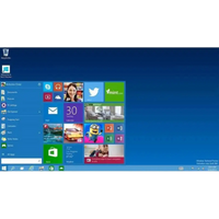 Screenshot der Windows 10 Home OEM Benutzeroberfläche mit geöffnetem Startmenü und moderner Desktop-Ansicht für PCs
