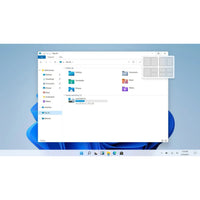Windows 11 Enterprise zeigt den modernen Datei-Explorer mit geöffneten Snap-Layout-Optionen zur Fensteranordnung